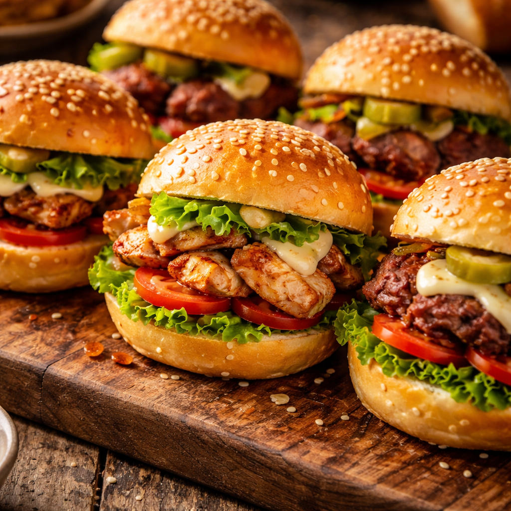 Mini Sandwiches with Chicken and Beef