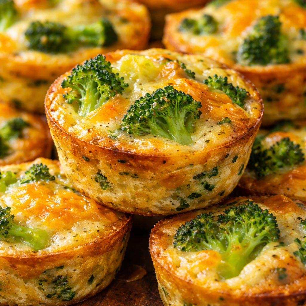 Bouchées d'œufs au brocoli et cheddar