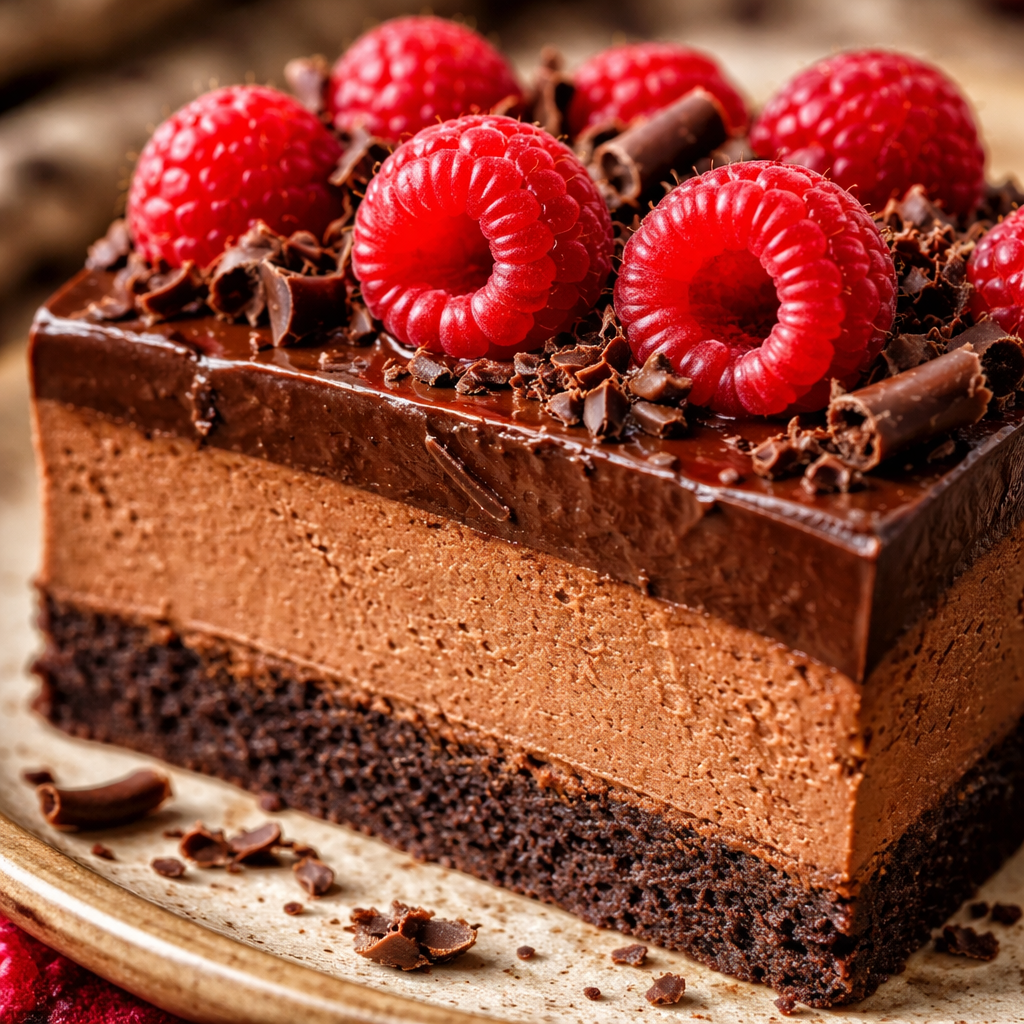 Mousse au chocolat et framboises