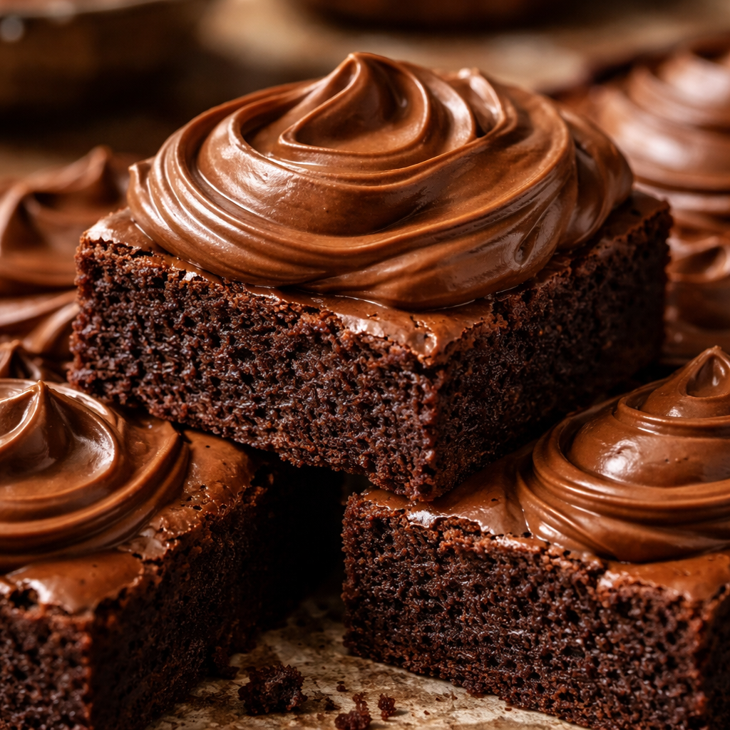 Brownies with chocolate mousse