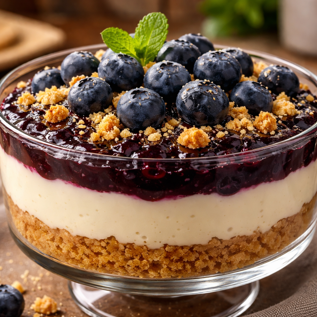 Cheesecake aux myrtilles sans cuisson