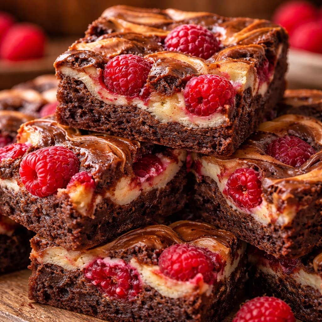 Brownies marbrés aux framboises
