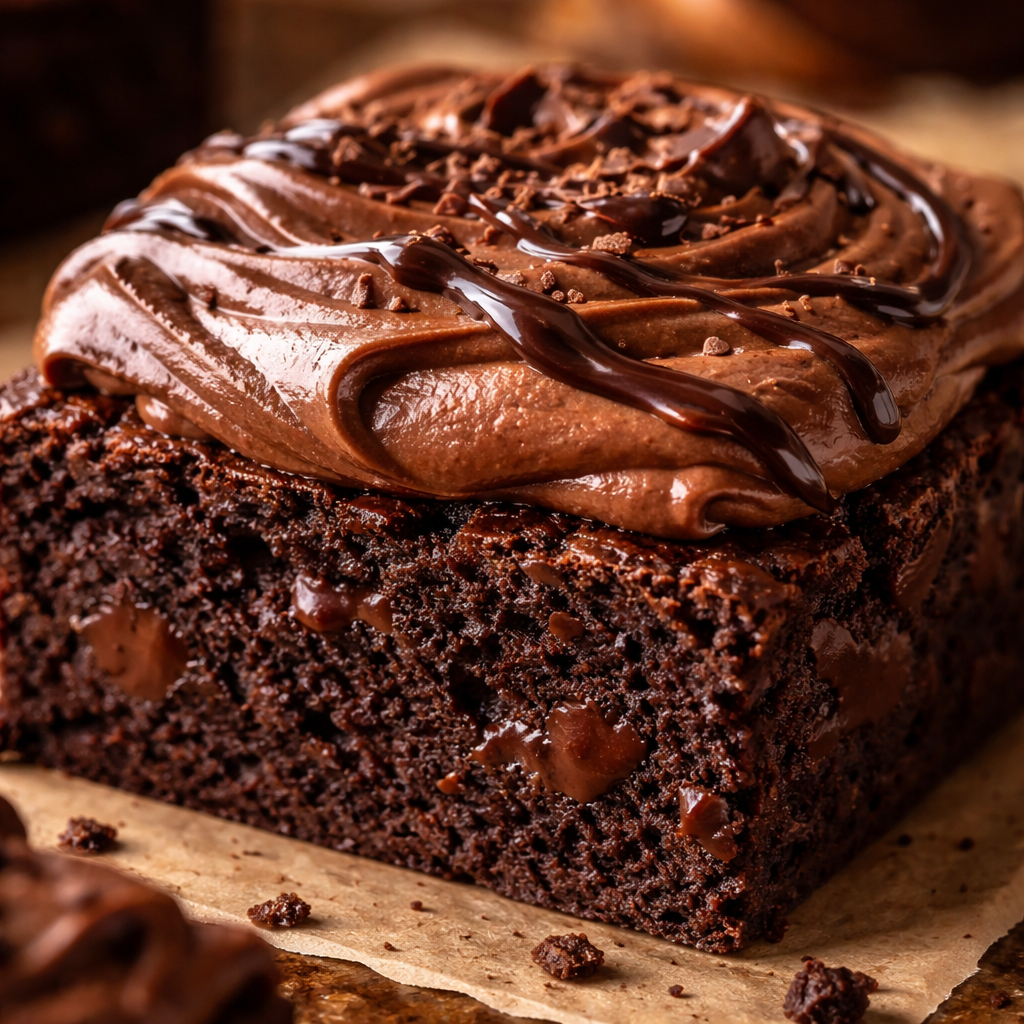 Brownies with chocolate mousse