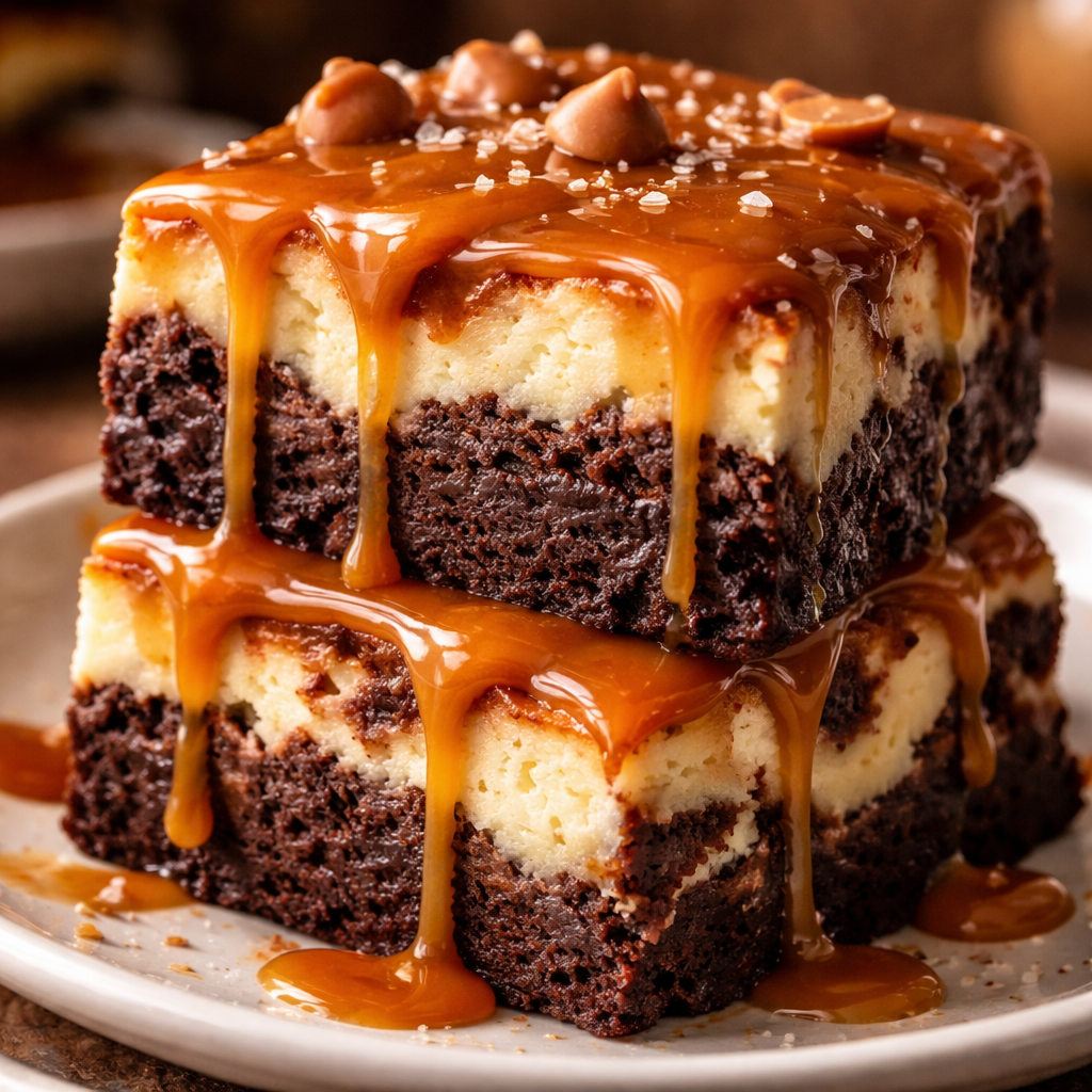Brownie au cheesecake au caramel