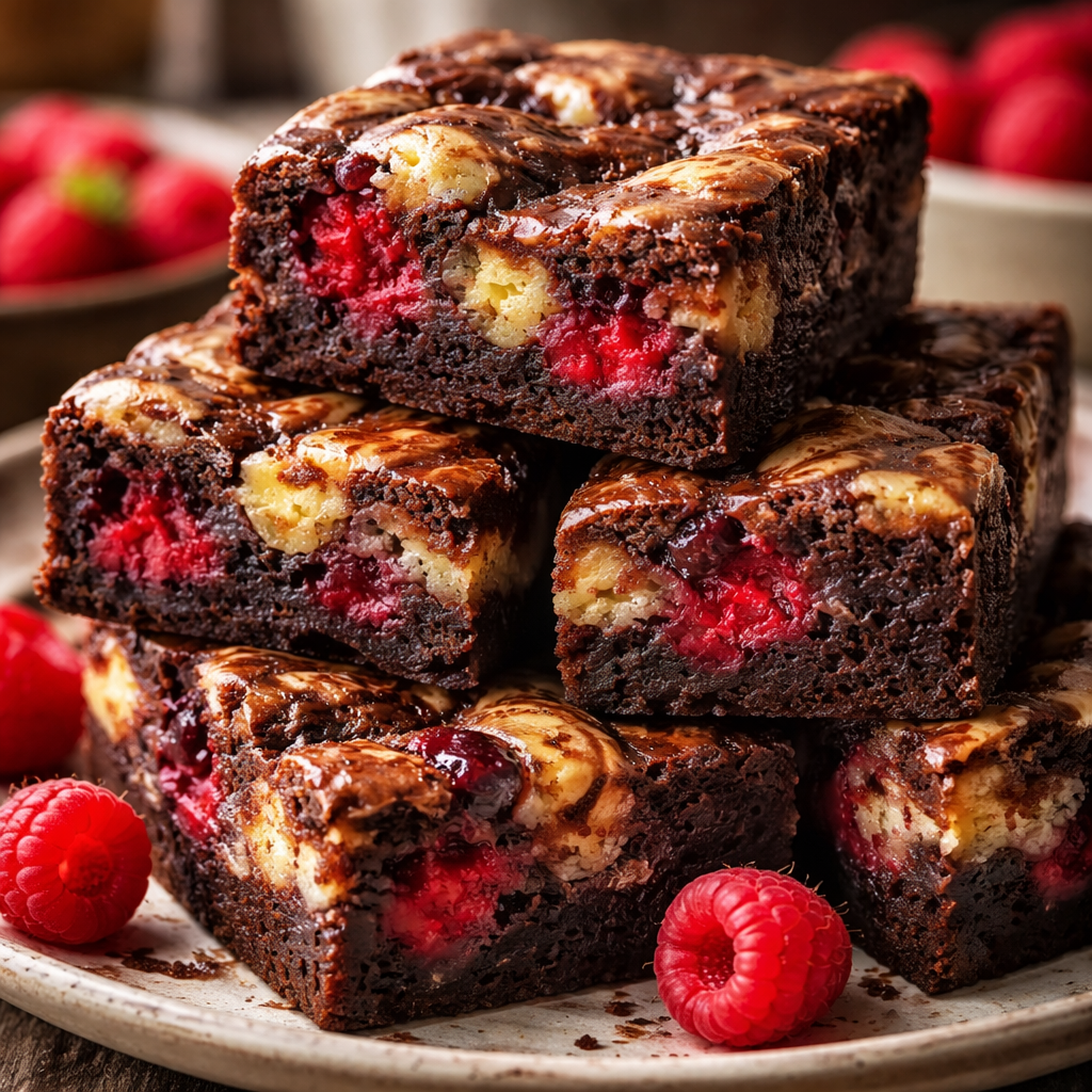 Brownies marbrés aux framboises