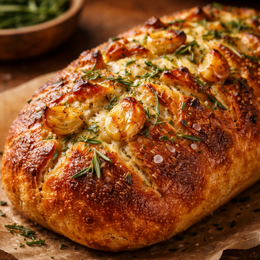 Pain à l'ail rôti et au romarin