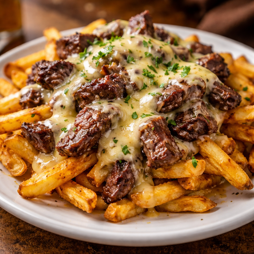 Frites au fromage et steak de Philadelphie