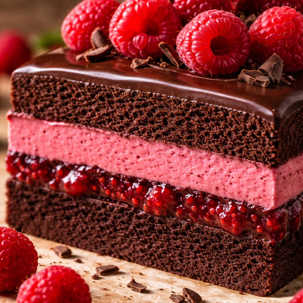 Gâteau Mousse Chocolat Noir Framboise