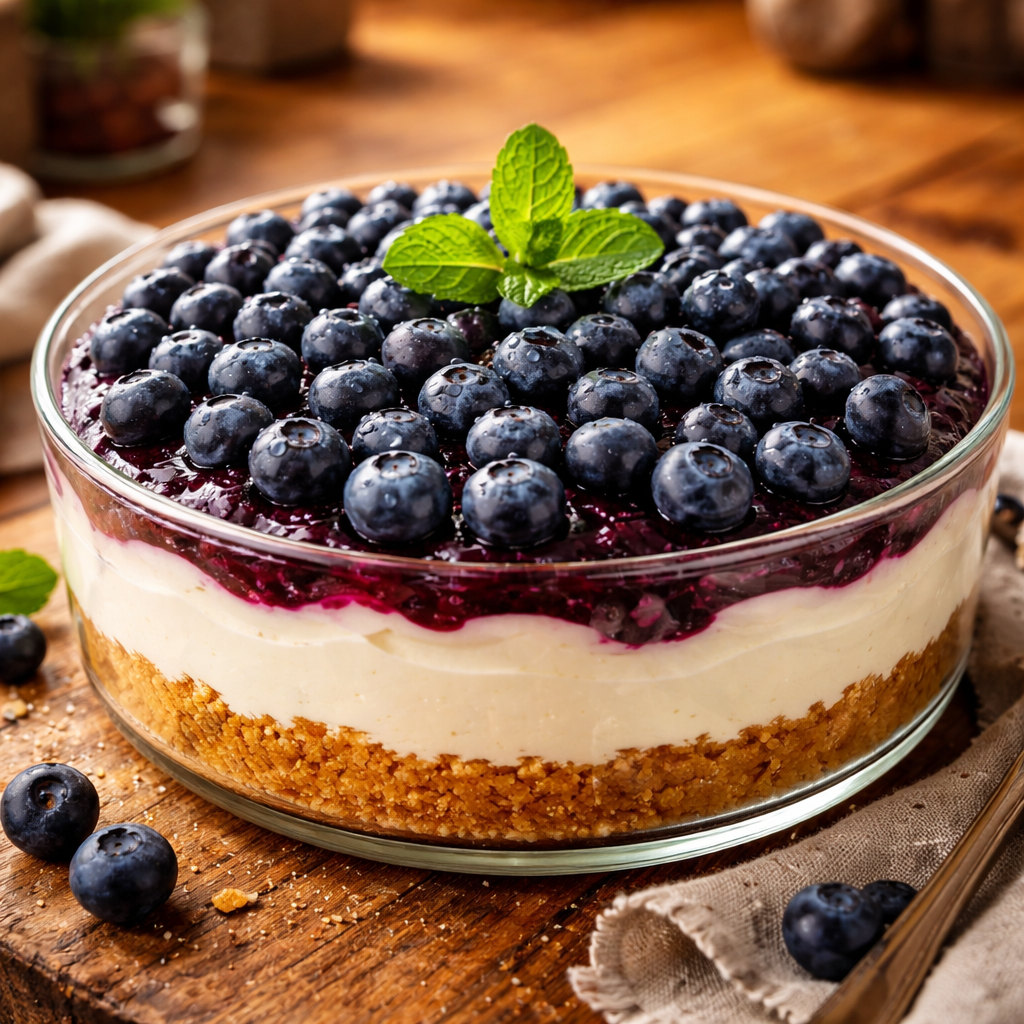 Cheesecake aux myrtilles sans cuisson