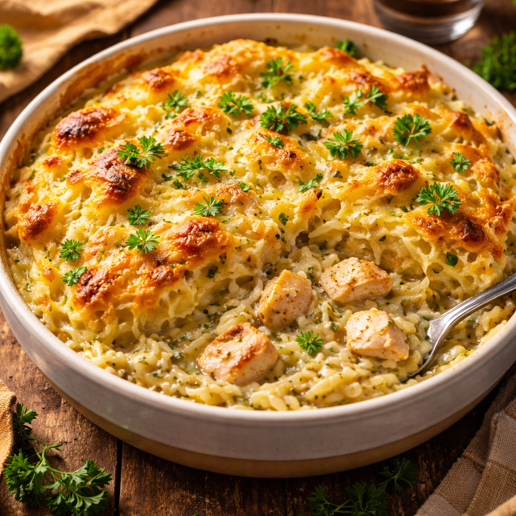 Orzo with Creamy Chicken