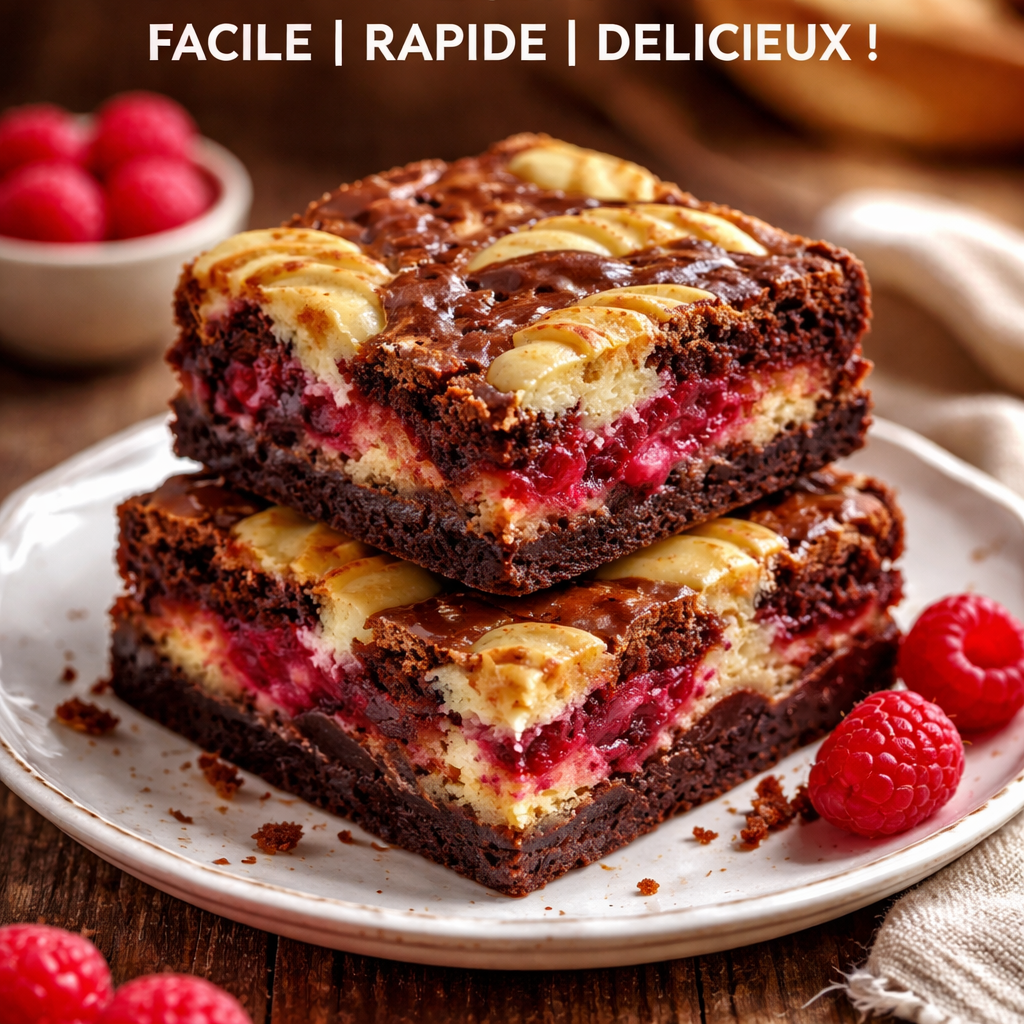 Brownies marbrés aux framboises