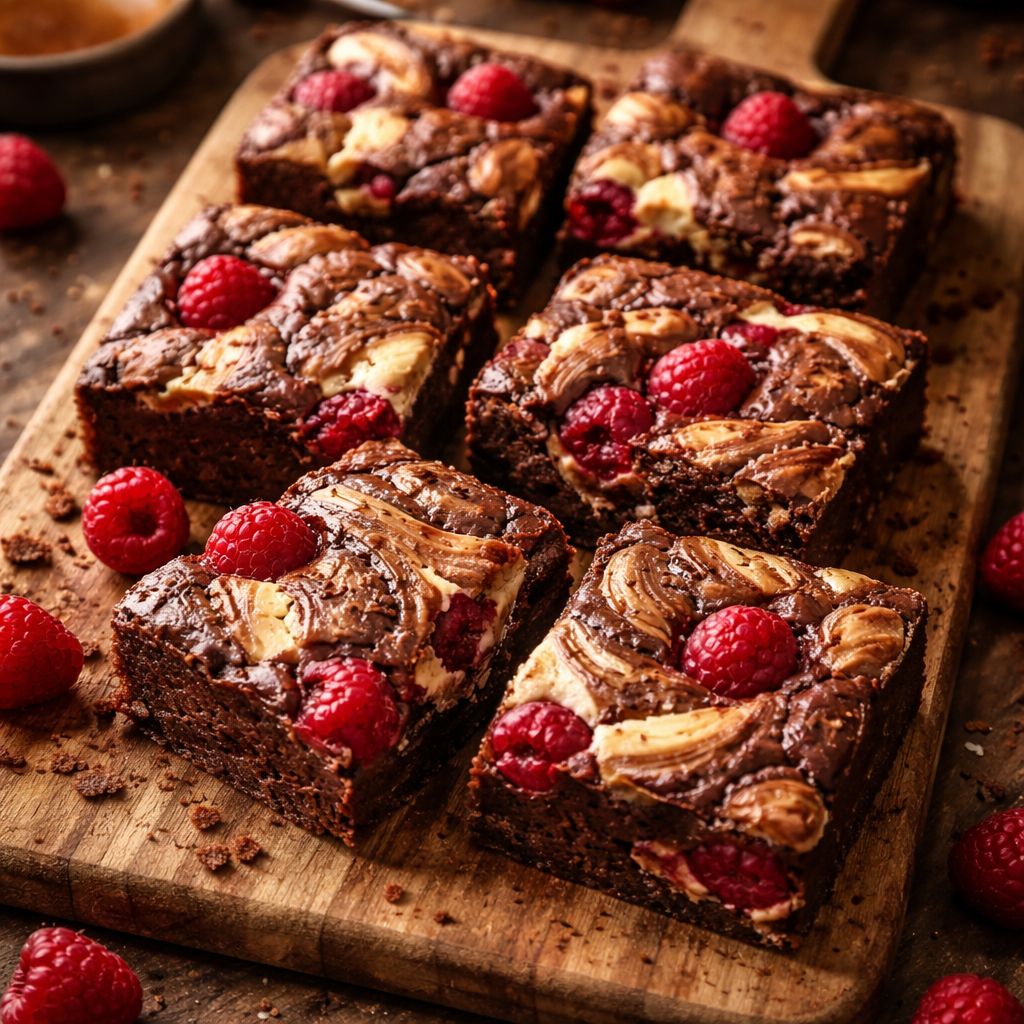 Brownies marbrés aux framboises