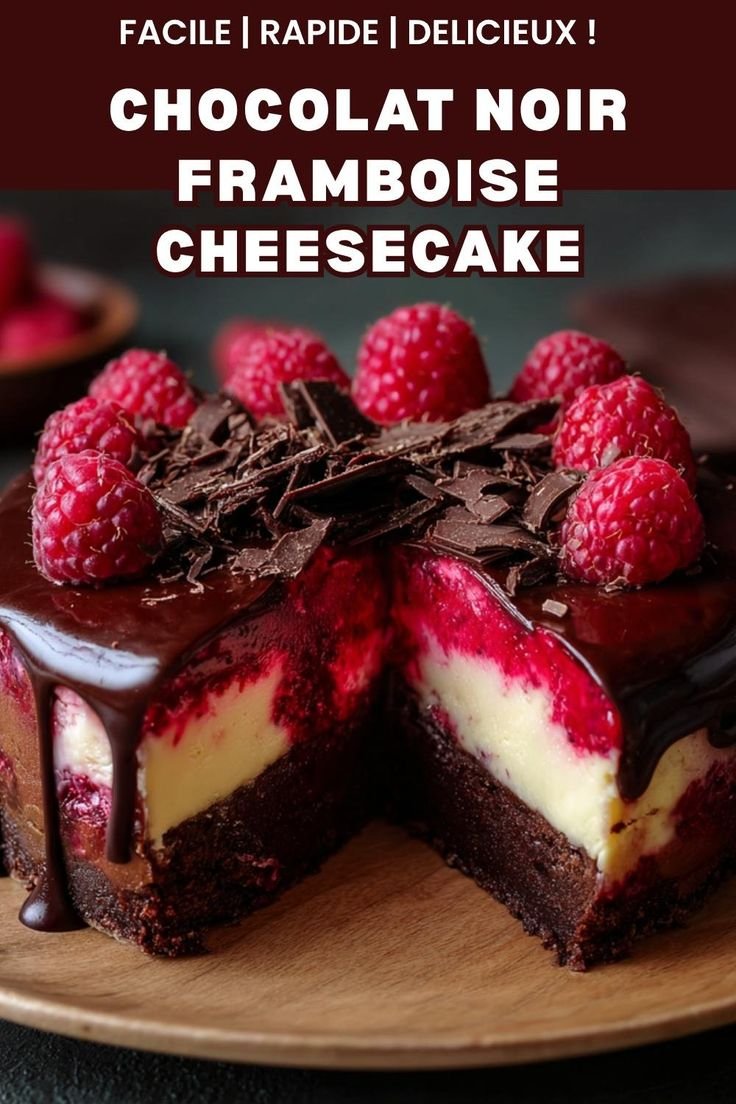 Cheesecake au chocolat noir et framboises
