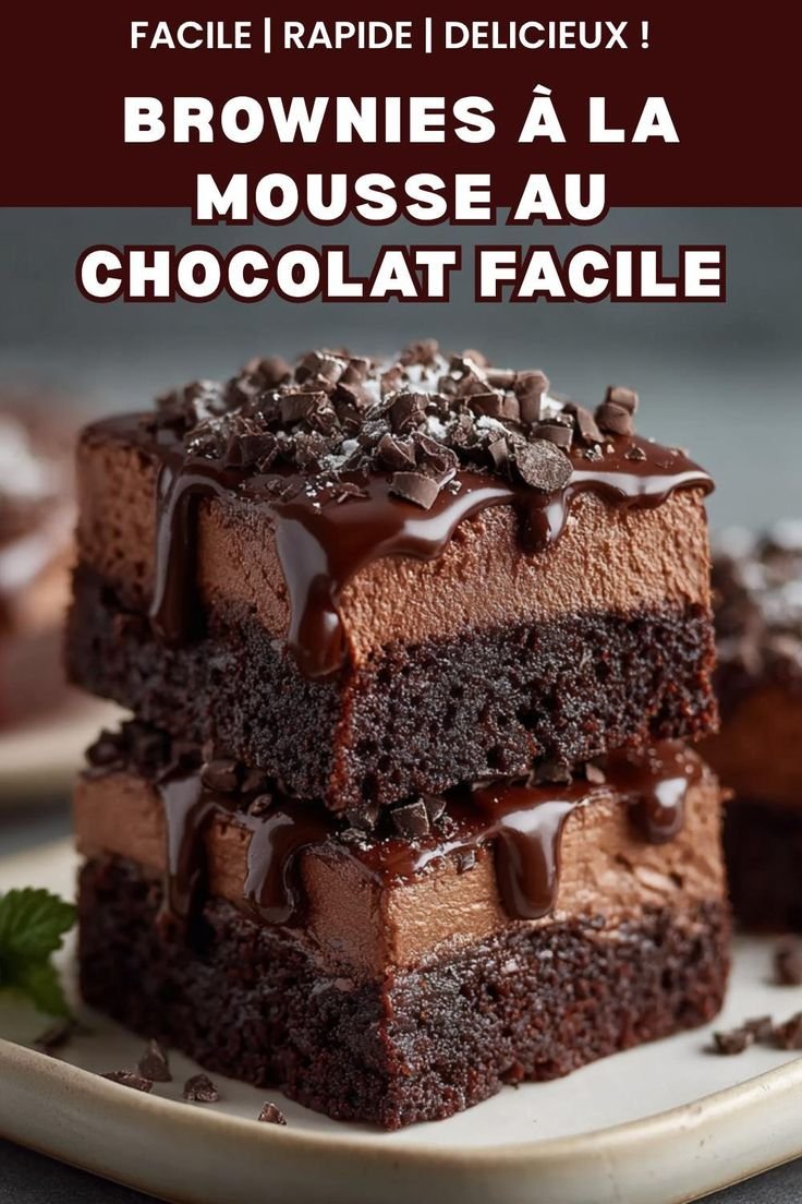 Brownies with chocolate mousse
