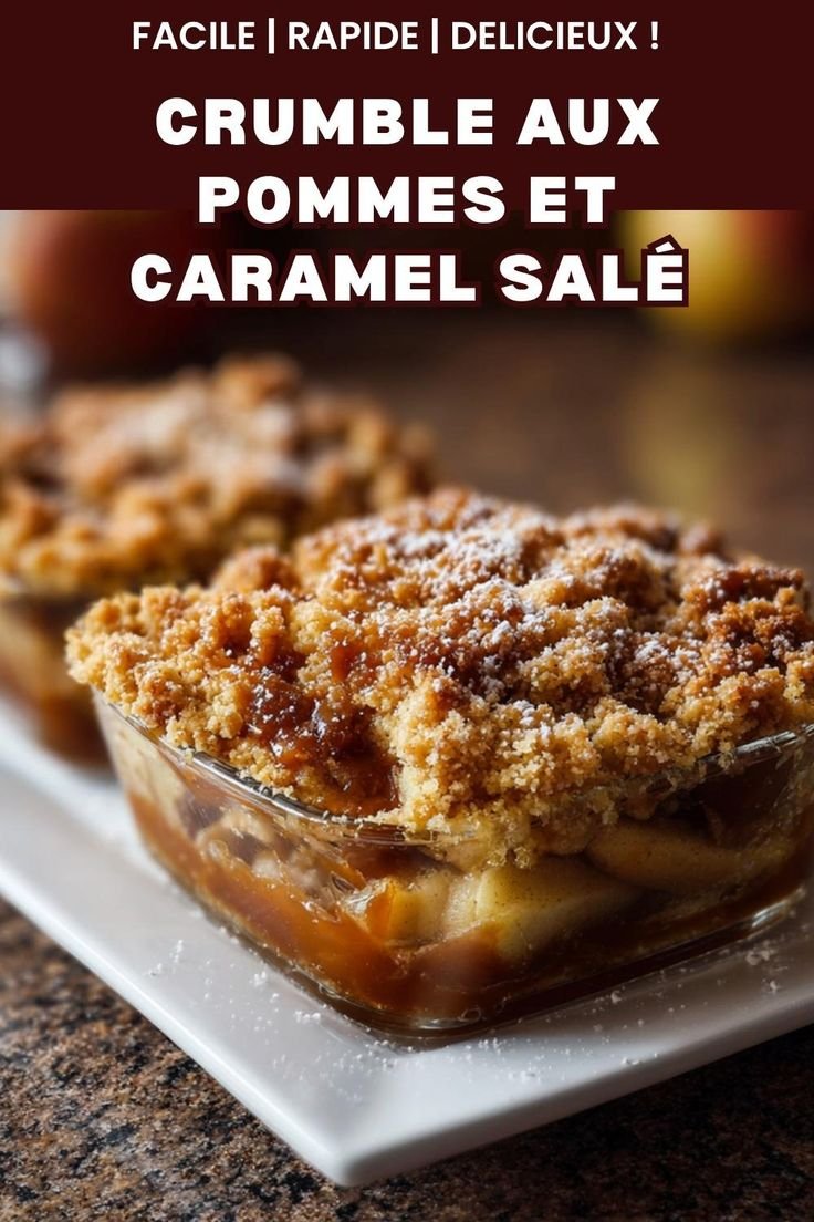 Crumble aux pommes et caramel salé
