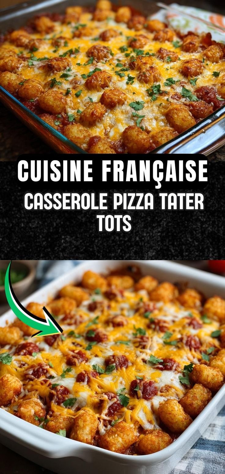 Casserole de pizza avec des croquettes de pomme de terre