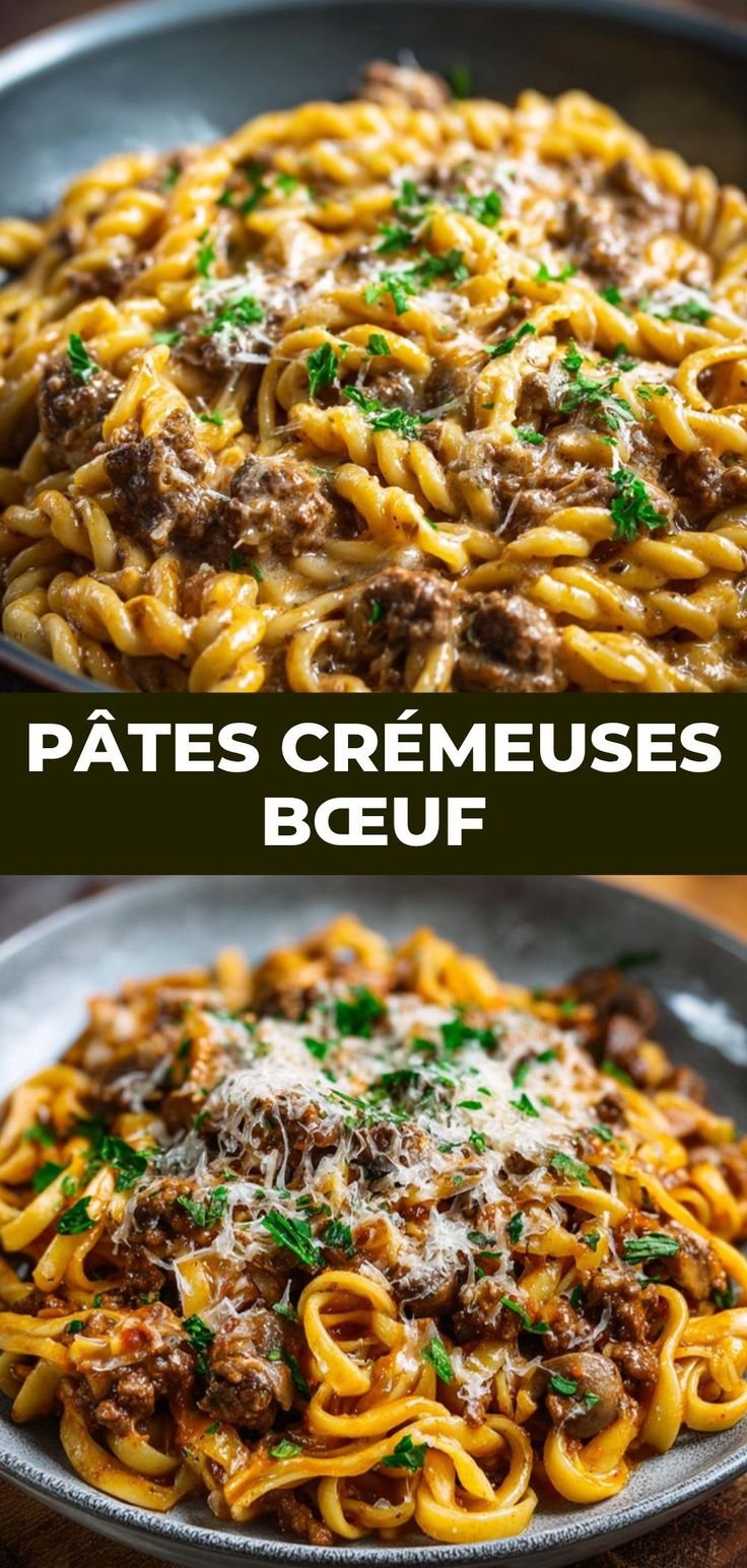 Pâtes crémeuses au bœuf