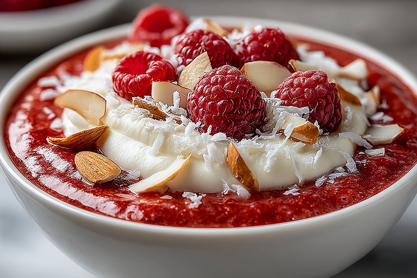 Pudding de chia à la framboise délicieux pour un petit-déjeuner sain