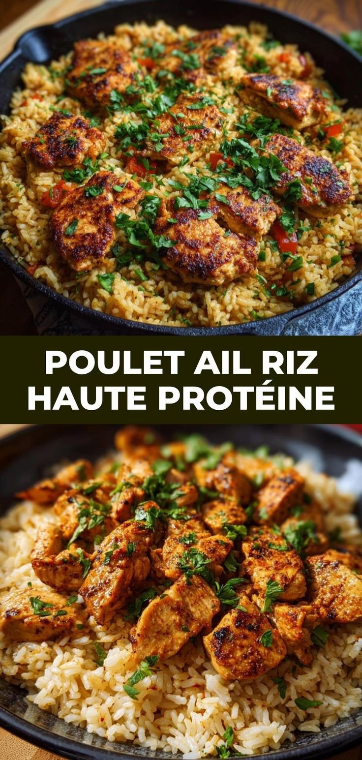 Chicken with Garlic and High Protein Rice
