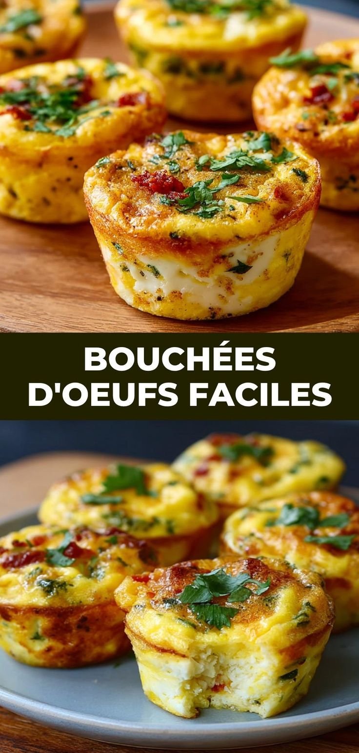 Bouchées d'œufs aux légumes et fromage
