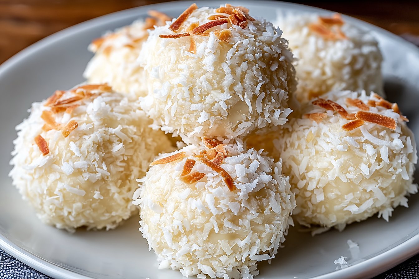 Boules de crème à la noix de coco sans cuisson