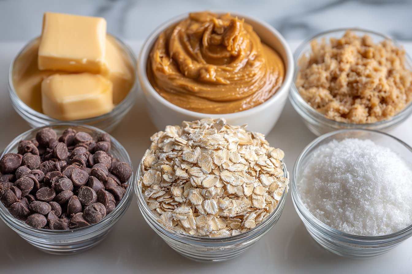 Coupes de flocons d'avoine au beurre de cacahuète sans cuisson