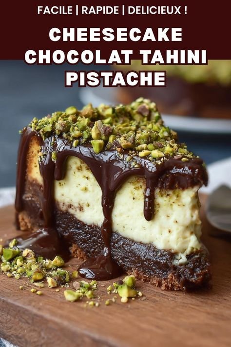 Cheesecake chocolat tahini pistache