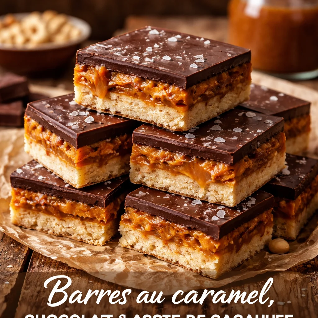 Barres au caramel avec chocolat et beurre de cacahuète