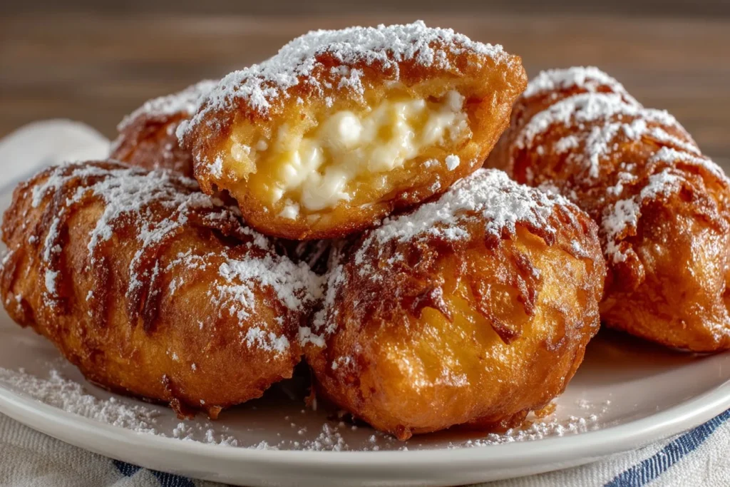 Beignets français à la vanille, dorés et moelleux, prêts à déguster.