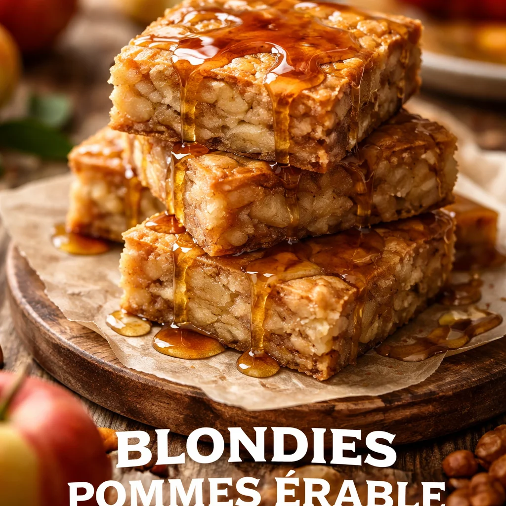 Blondies aux pommes glacés à l'érable sur une assiette