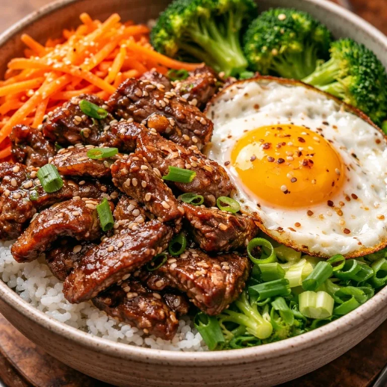 Bol de bœuf coréen haute protéine avec légumes colorés