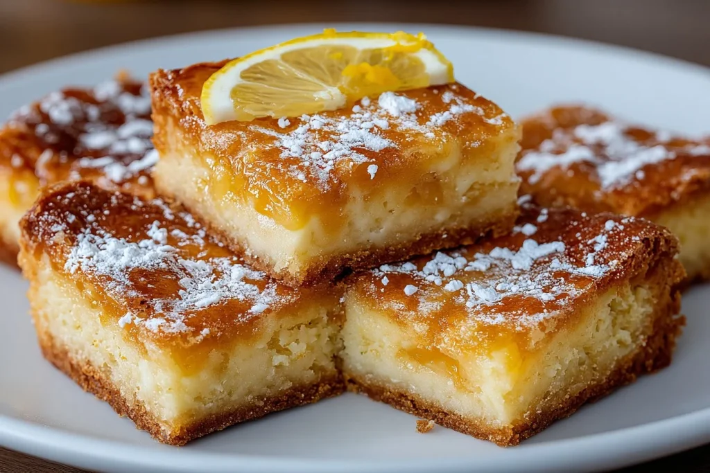 Brownies au citron garnis de zestes de citron frais et chocolat fondant.