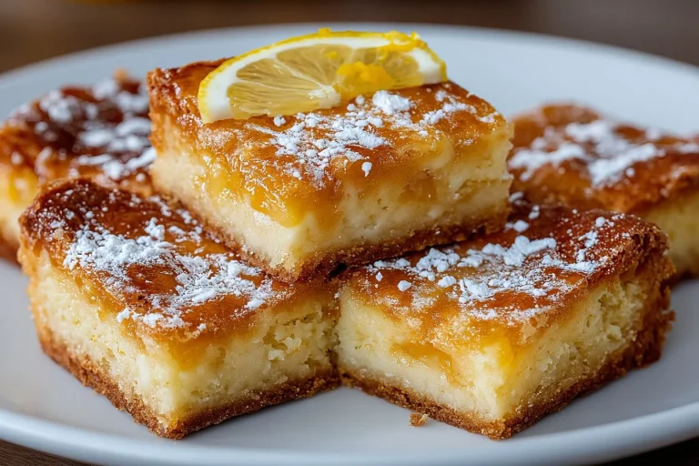 Brownies au citron garnis de zestes de citron frais et chocolat fondant.
