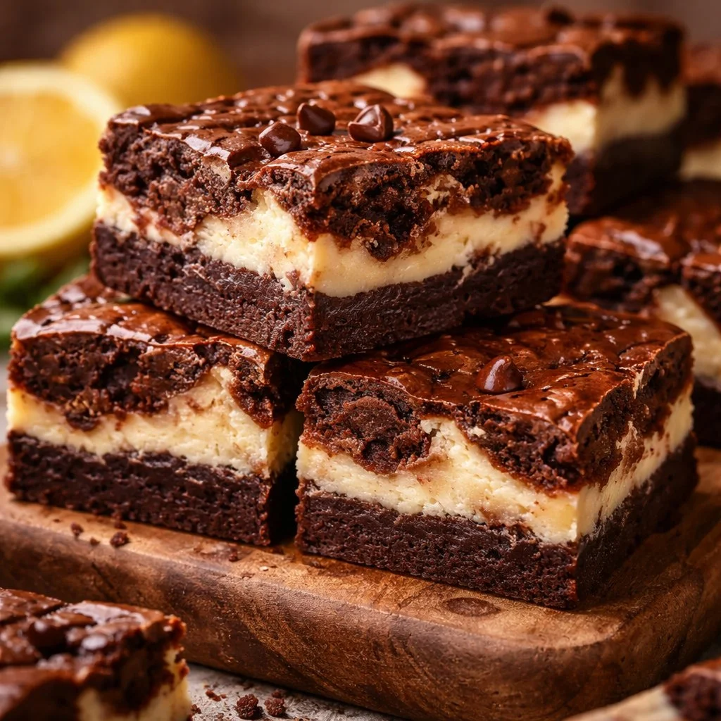 Brownies au fromage blanc moelleux et crémeux, parfait pour les gourmands