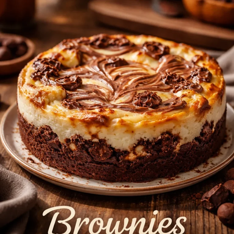 Brownies Cheesecake délicieux avec une couche de chocolat riche et crémeux.