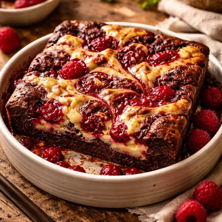 Brownies Marbrés aux Framboises sur une assiette délicate