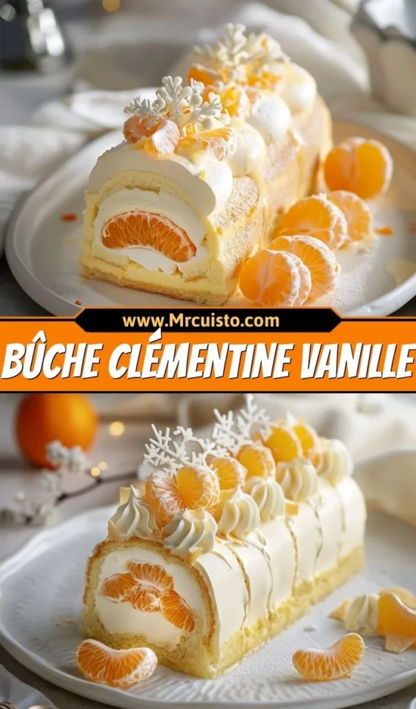 Bûche de Noël à la Vanille et Clémentine, un traditionnel dessert de Noël