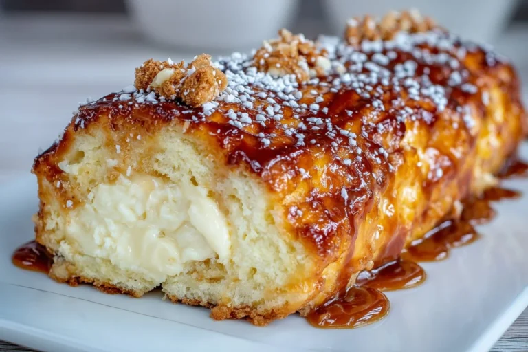Bûche vanille caramel beurre salé, dessert festif et raffiné pour les fêtes.