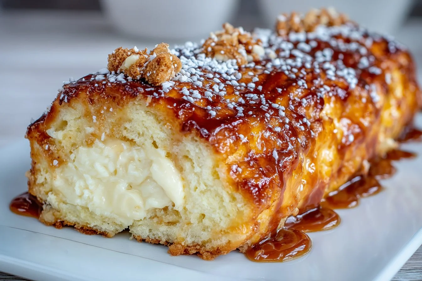 Bûche vanille caramel beurre salé, dessert festif et raffiné pour les fêtes.