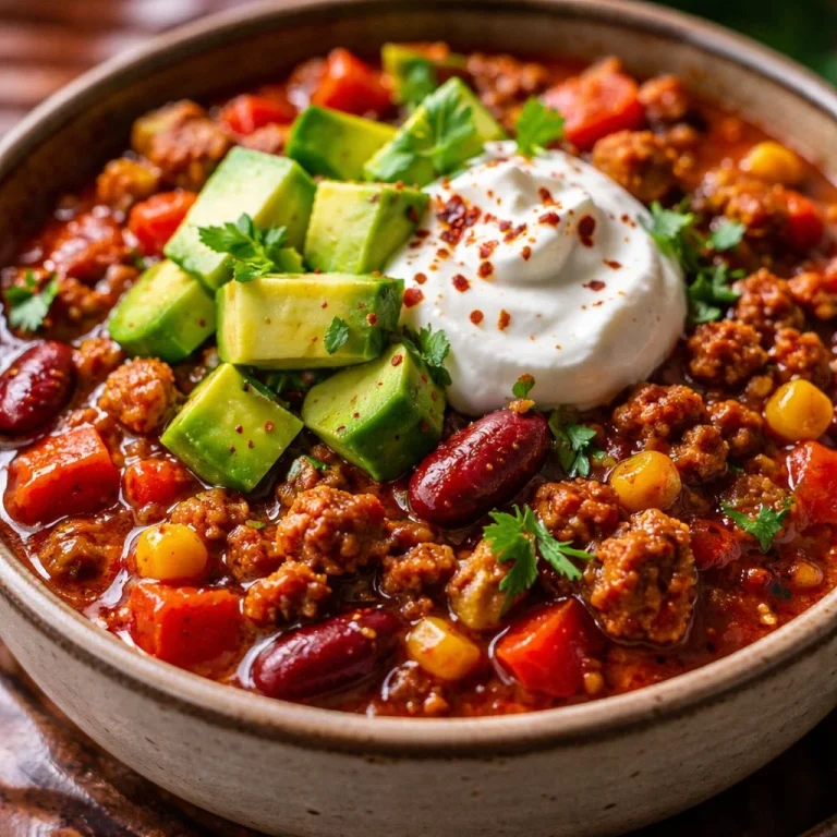 Bol de Chili Protéiné Élevé, riche en saveurs et en protéines.