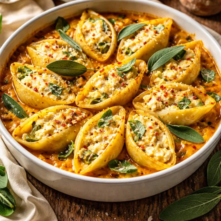 Coquilles farcies au potiron et ricotta crémeuse, plat savoureux et réconfortant.