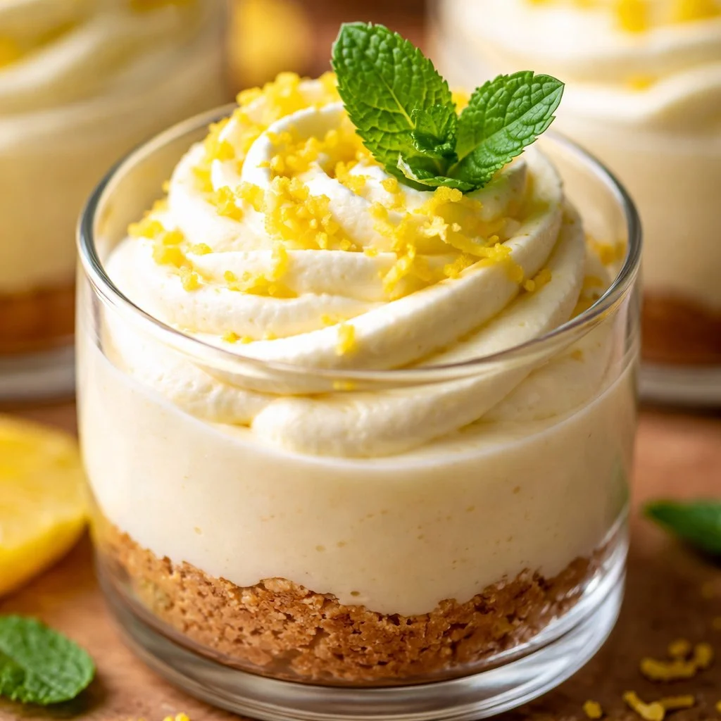 Crème mascarpone au citron servie dans un joli bol