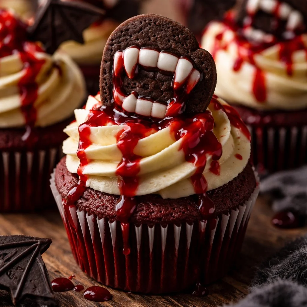 Cupcakes Morsure de Vampire décorés de manière délicieuse et originale