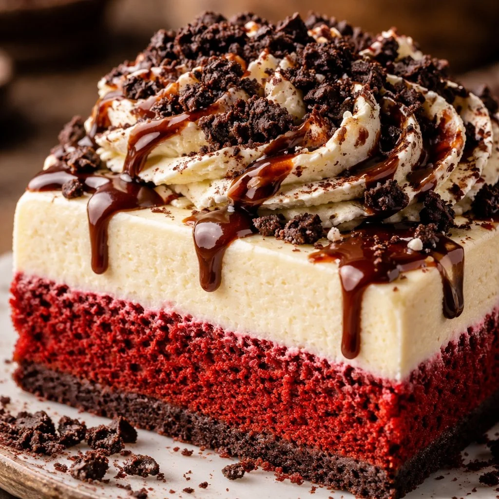 Gâteau au fromage Red Velvet Oreo avec crème et biscuits Oreo