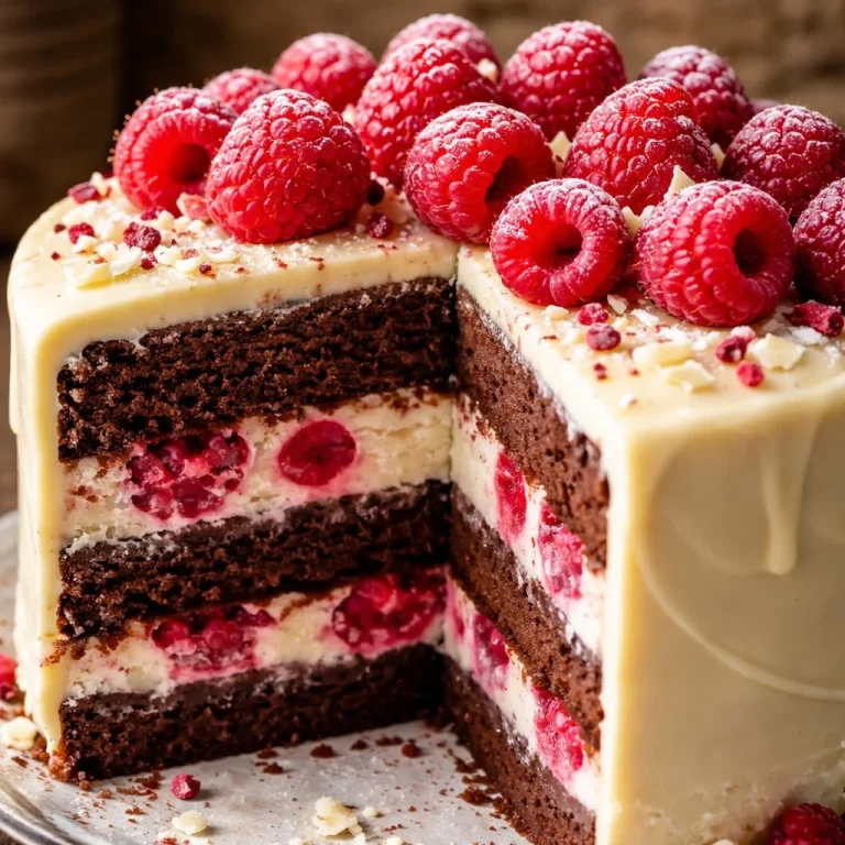 Gâteau chocolat blanc et framboises, dessert gourmand et fondant