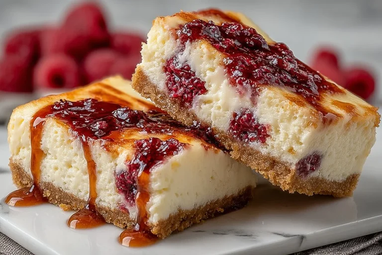 Barres de cheesecake à la framboise protéinées et saines