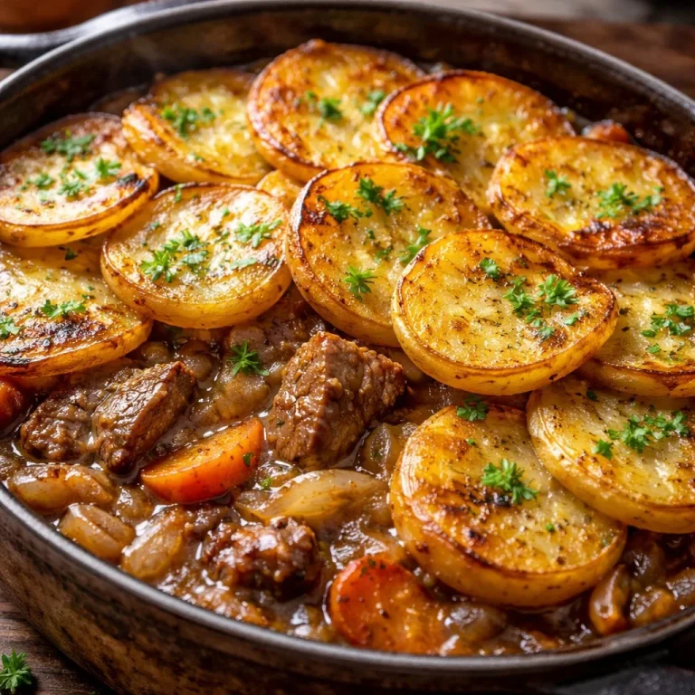 Bol de Lancashire Hotpot traditionnel avec viande et légumes délicieux