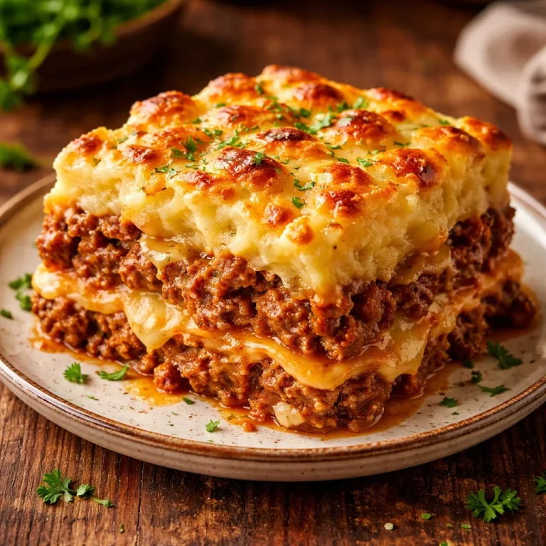 Lasagne cheeseburger savoureuse, une fusion de lasagne et cheeseburger en un plat délicieux.