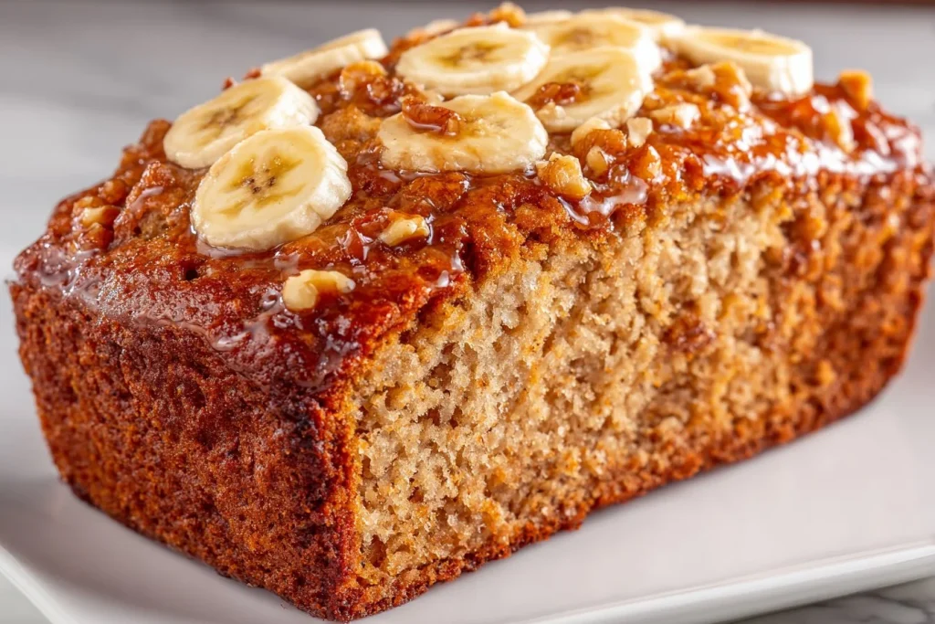 Recette de pain aux bananes sain, végétalien et sans gluten, avec des ingrédients nutritifs.