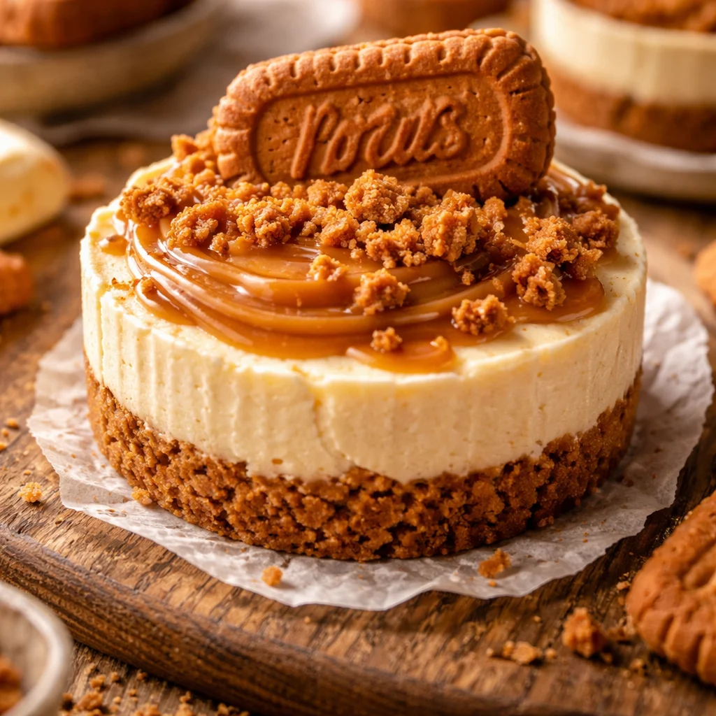 Mini cheesecake Biscoff délicieux et crémeux sur une assiette